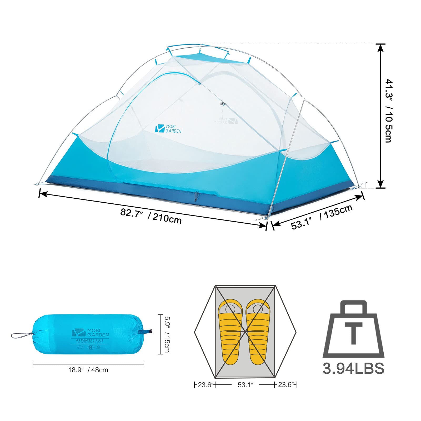 未使用MOBI GARDEN キャンプテント 3人用 軽量バックパッキングテント Amazon.co.jp: MOBI GARDEN バックパッキング テント 2人用 超