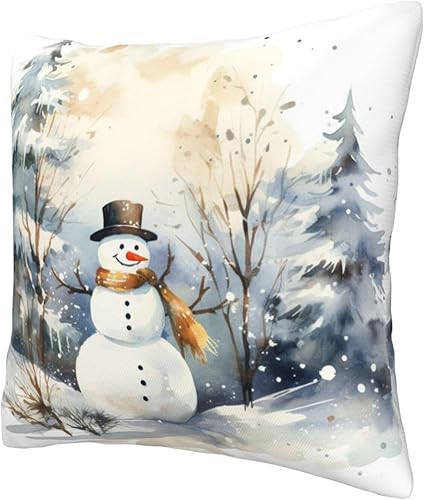 Miniatura 3 de sunzoneflo Funda de almohada de Feliz Navidad, patrón de muñeco de nieve de Navidad, decoración de invierno, decoración de sofá, decoración de