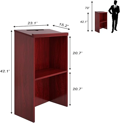 Miniatura 10 de Podium Stand,Wooden Speaking Lectern,Lectern Podium for Classroom,Churches,Auditorium,Meeting Room,Reception Desk of Podium with Adjustable
