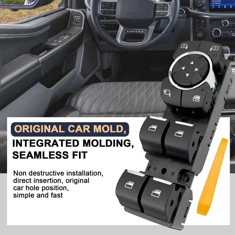 ML3Z14529BE Power Window Switch Assembly Manual Fold Mirror LH-Driver Compatible For 2021-2023 Ford F-150