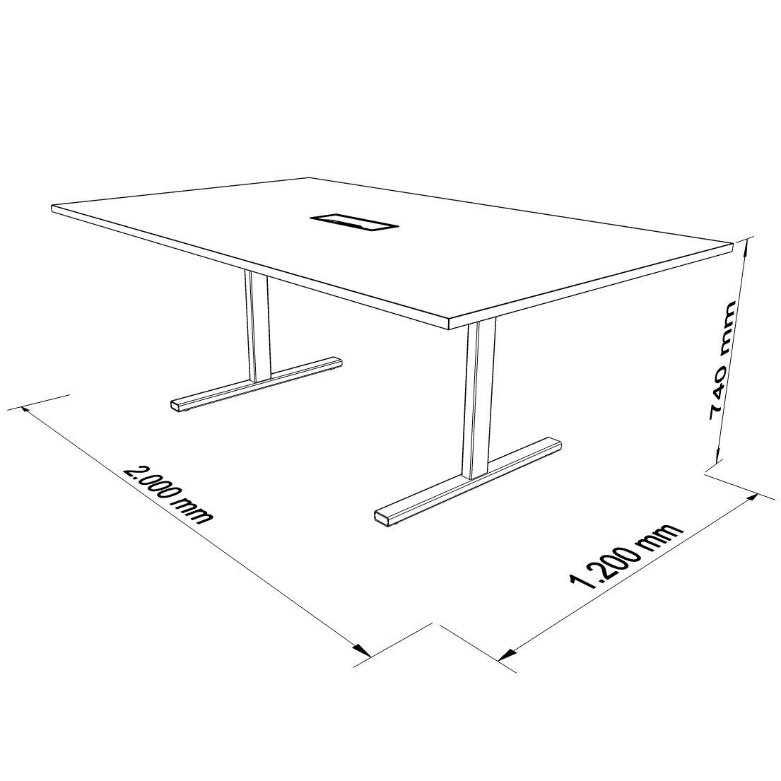 Weber Büro Easy Tavolo da conferenza, 200 x 120 cm, grigio perla con elettrificazione, tavolo riunioni, colore struttura: antracite