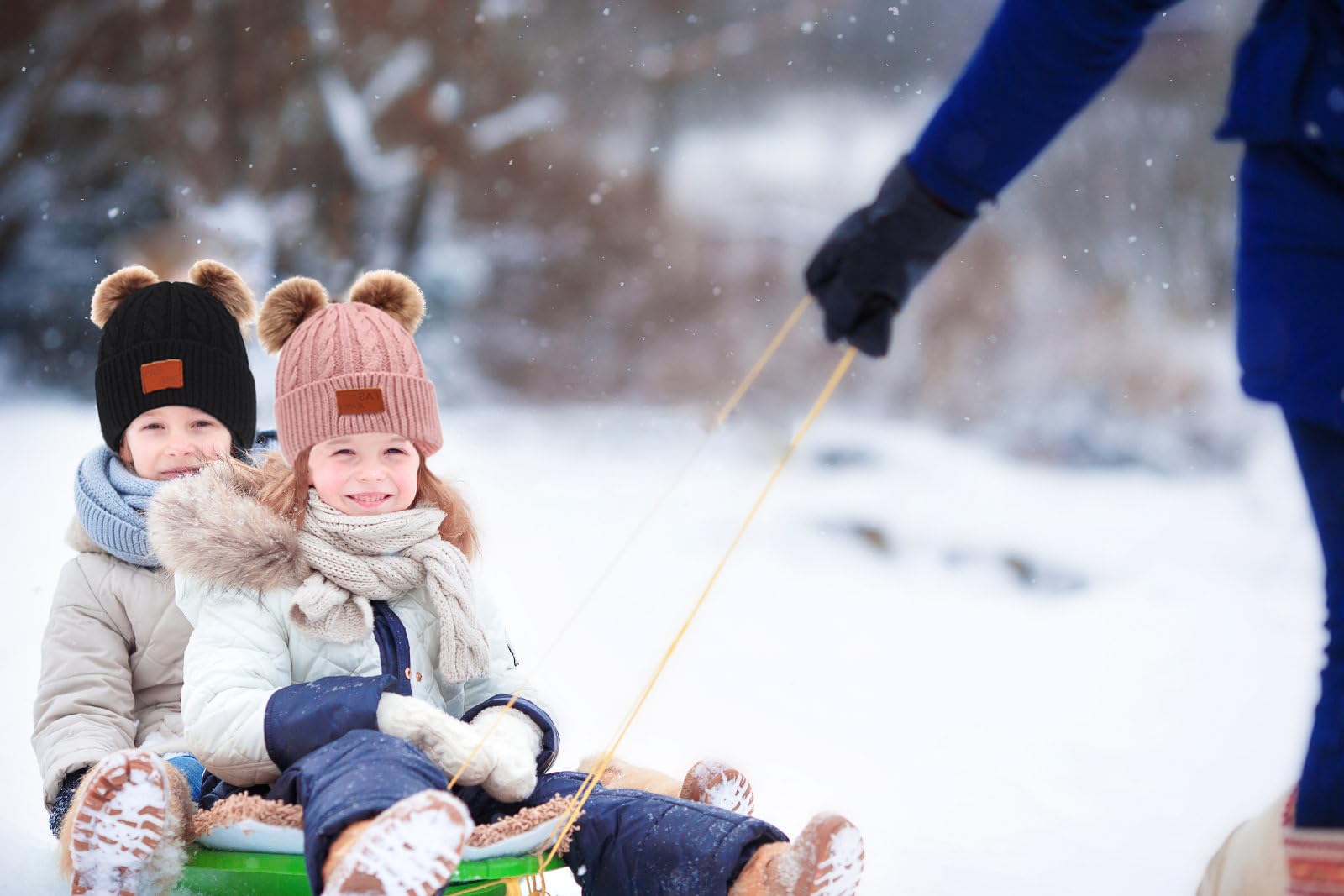 Set de Bufanda Gorro y Guantes Niña-Niño, Conjunto de Bufanda Sombrero y Gorro Niño Invierno, Gorros con Pompon Lana NiñoBraga Cuello Polar y guantes de punto cálidos para niño 2-6 Años