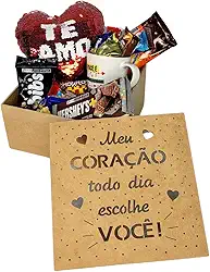 Cesta Presente Chocolates e Mimos Aniversário Datas Especiais, Presente Dia dos NamoradosCaixa em MDF