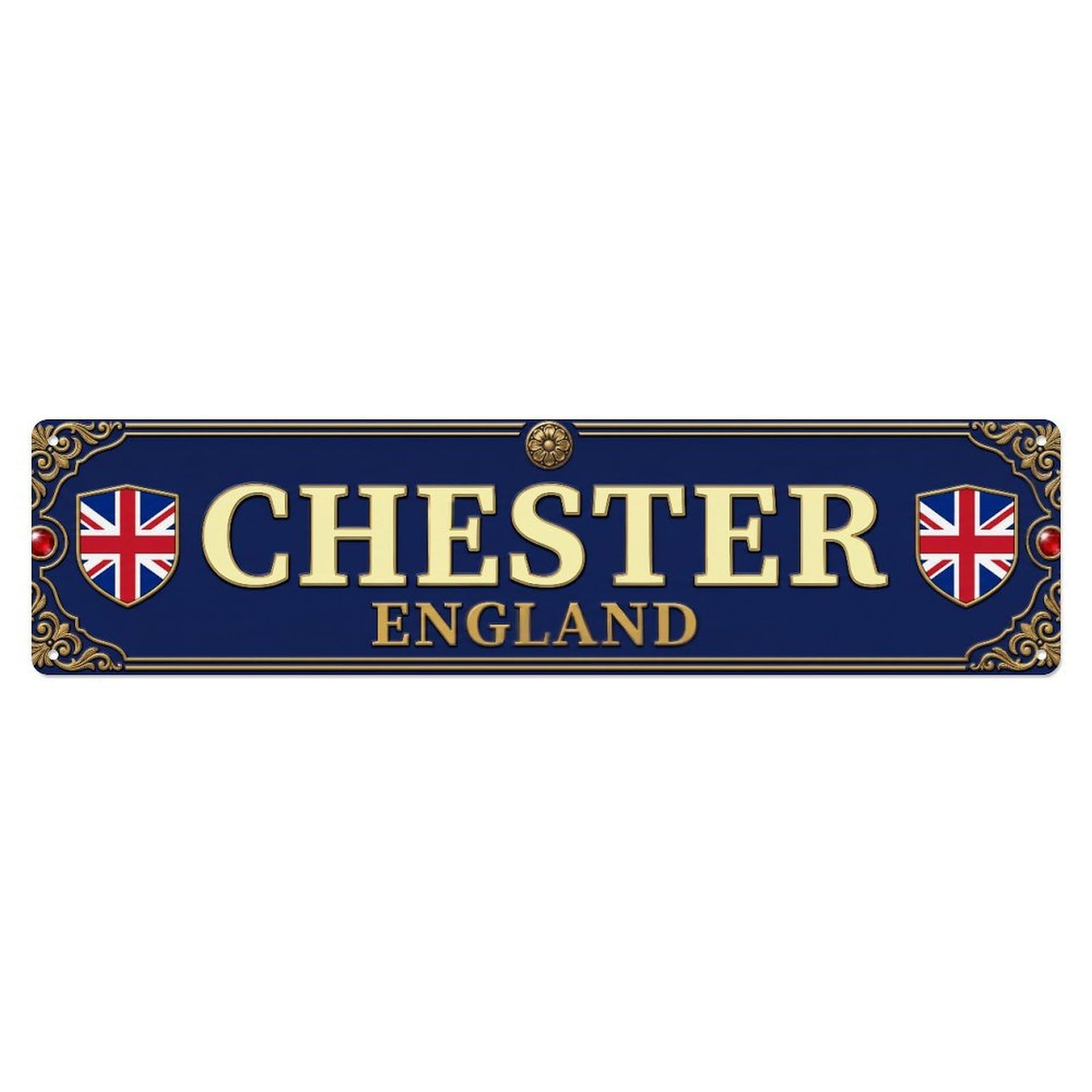 Metal Tin Sign Chester England Vintage