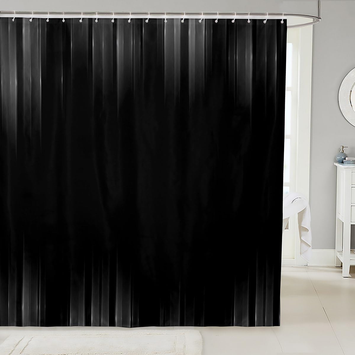 Feelyou Abstract Ombre Shower Curtain 72"x84" Kids Red and Black Musical Bathroom Shower Curtain Set for Boys Girls Teens Music Themed Bath Curtain Geometric Striped Bathroom Accessories