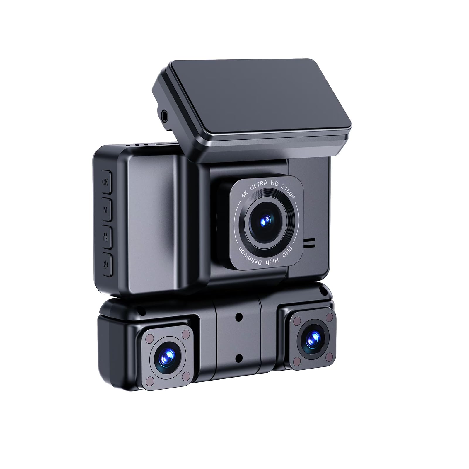 Domary Dash Cam da 360 Gradi 4 2K 1080P Dash Cam Anteriore Posteriore Sinistro Destro per Auto con 8 Luci IR Visione Notturna Controllo APP WiFi WDR Modalità Parcheggio 24