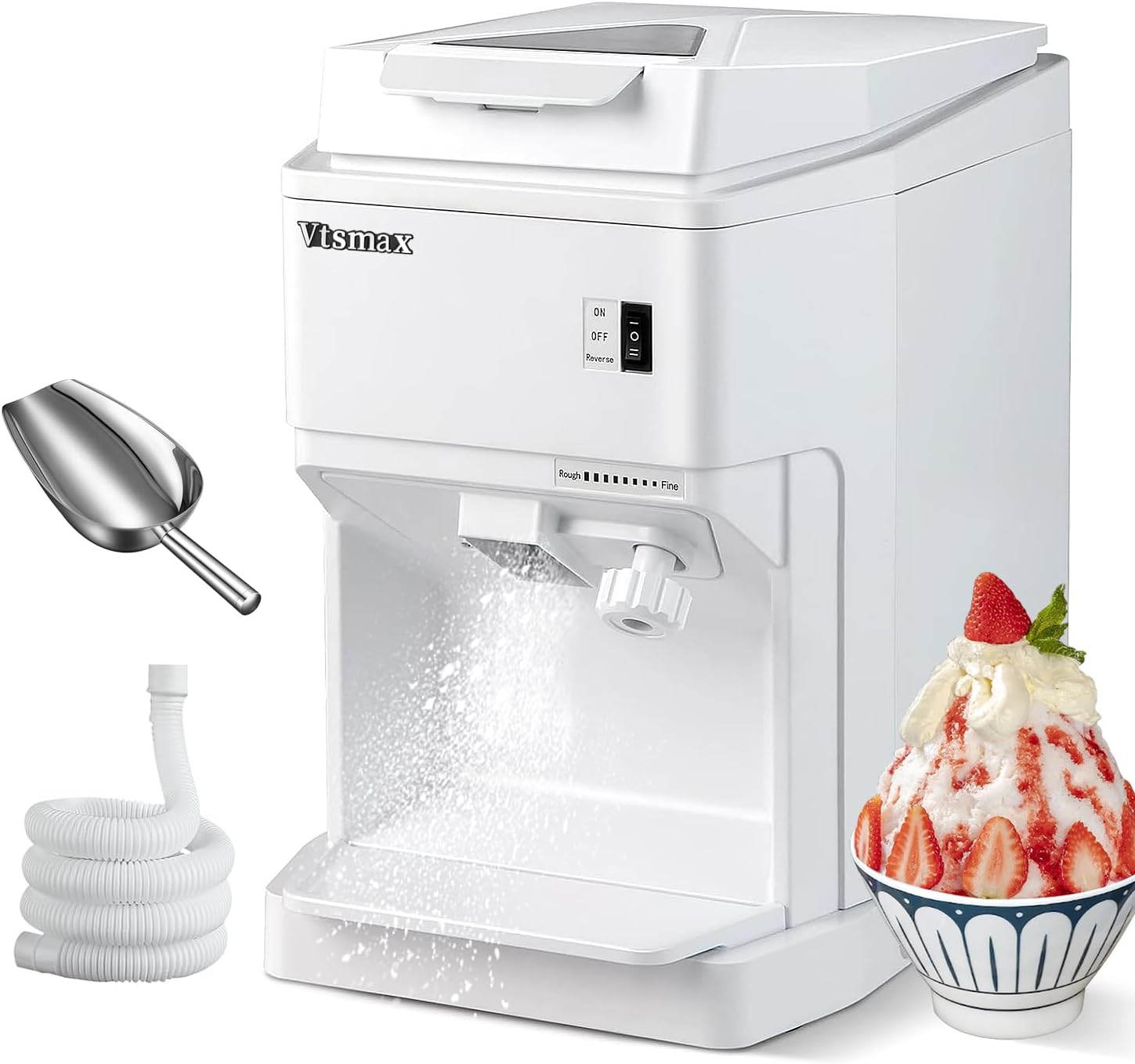 Electric Shaved Ice Machine, 250W Snow Cone Machine, Thickness Adjustable Ice Shaving Machine 265LBs/hr Rotate Speed & Strong Power for Home and Parties Events Snack Bar(2.6Qt)