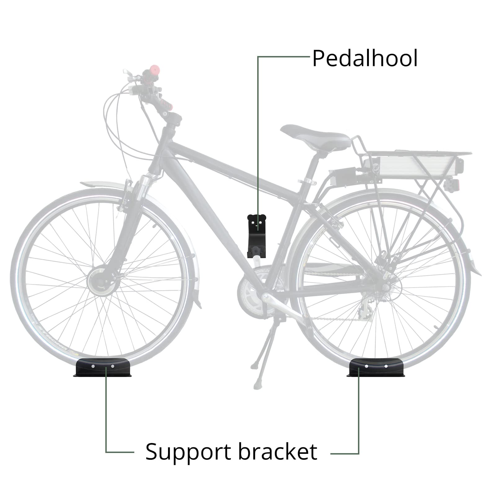 EYPINS Soporte de pared para bicicleta, soporte horizontal para bicicleta, soporte de pared para bicicleta, soporte para bicicleta eléctrica, híbrida, de montaña, para interior garaje y hogar