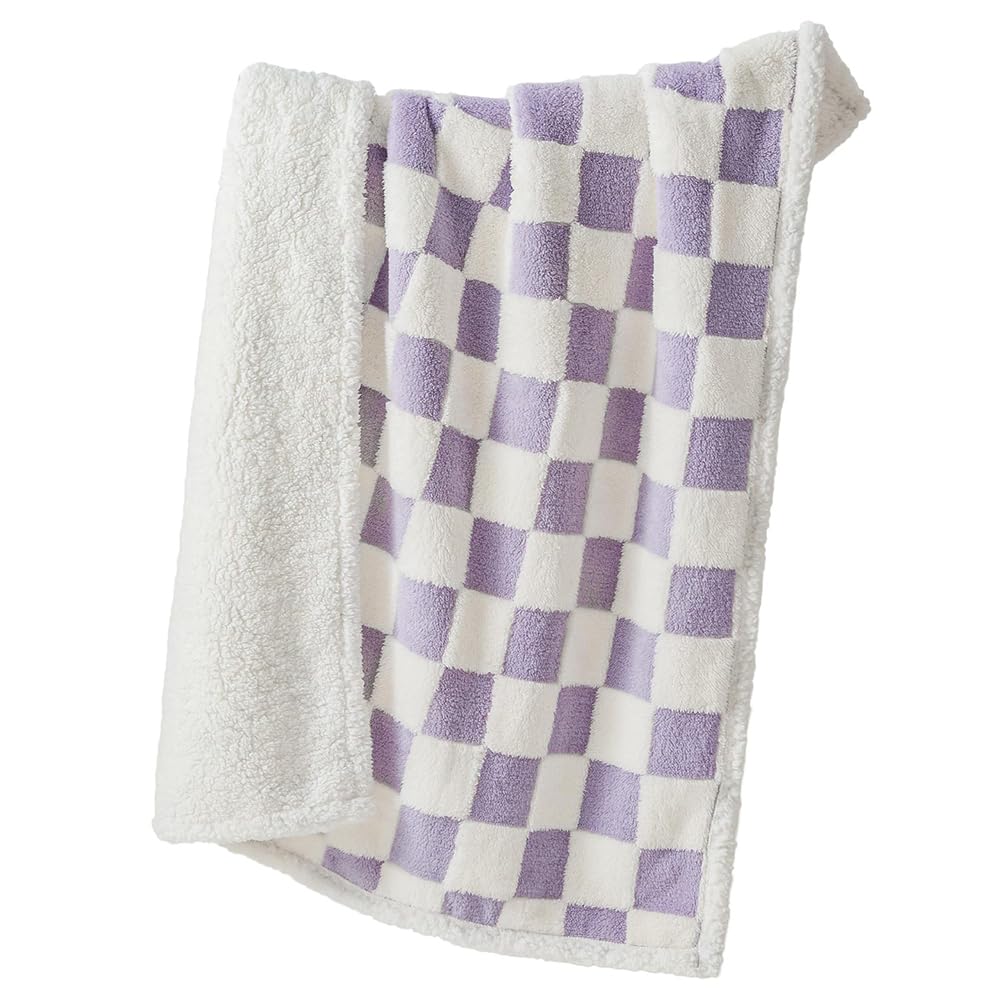 Manta impermeable para perros, manta polar Sherpa para perros pequeños, gatos, lavable a máquina, doble cara disponible, color violeta, 65 x 90 cm