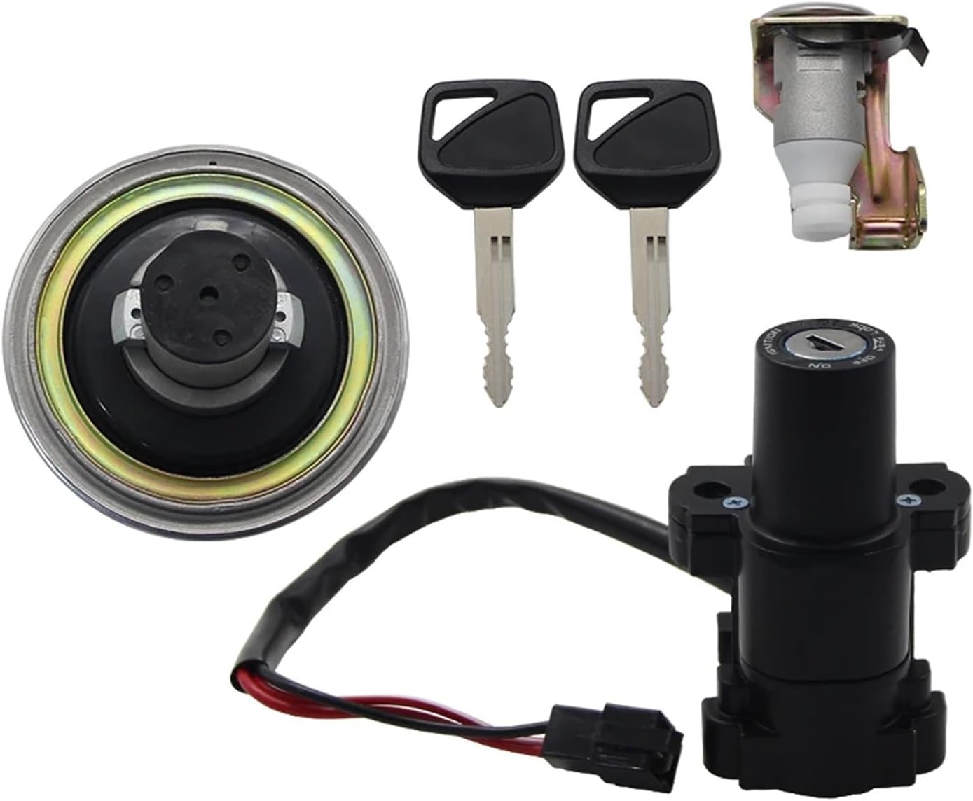 Motorcycle Ignition Key Switch Fuel Gas Cap Seat Lock Kit Compatible with XL125V 2001-2006 35010-KPC-640 35100-KPC-640 17620-KPC-641