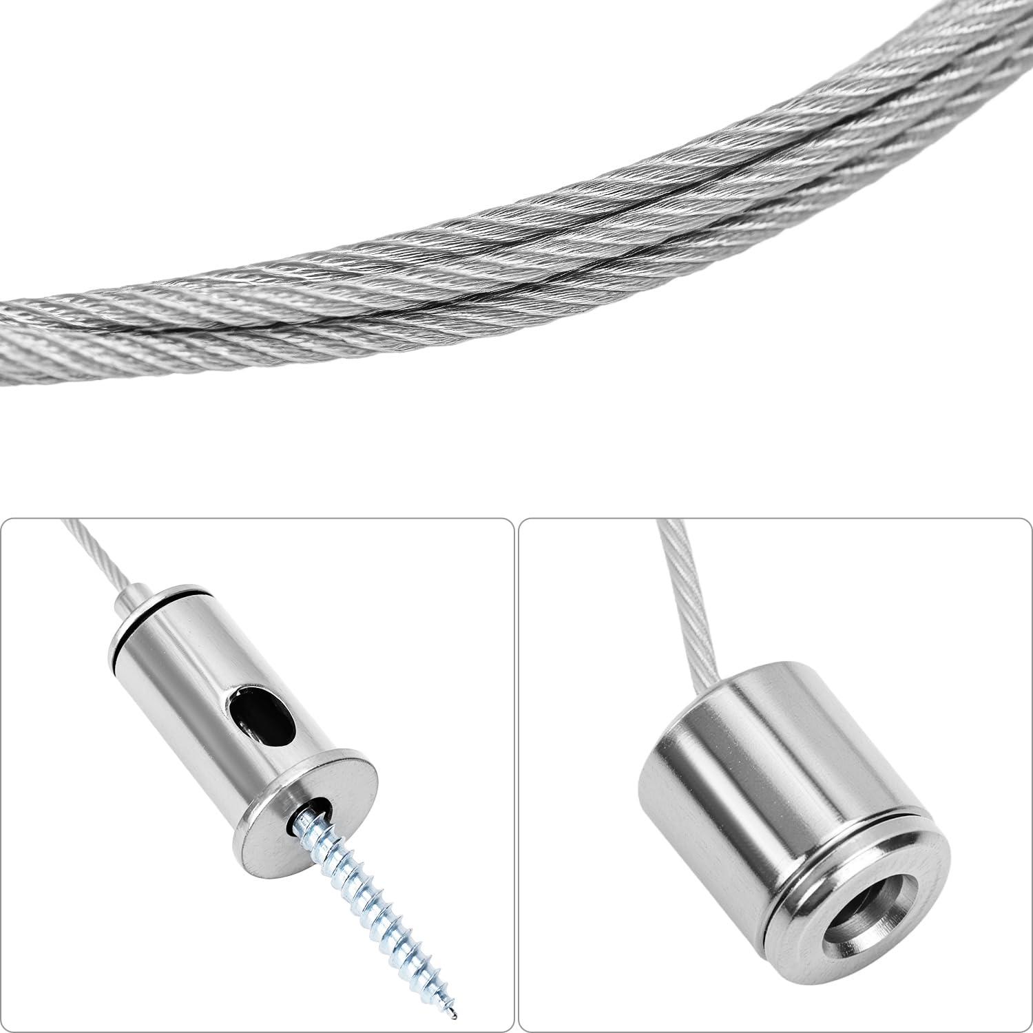 QWORK Kit de Suspensión para Paneles LED 1.5 mm x 1.5 m Cable de Acero Inoxidable