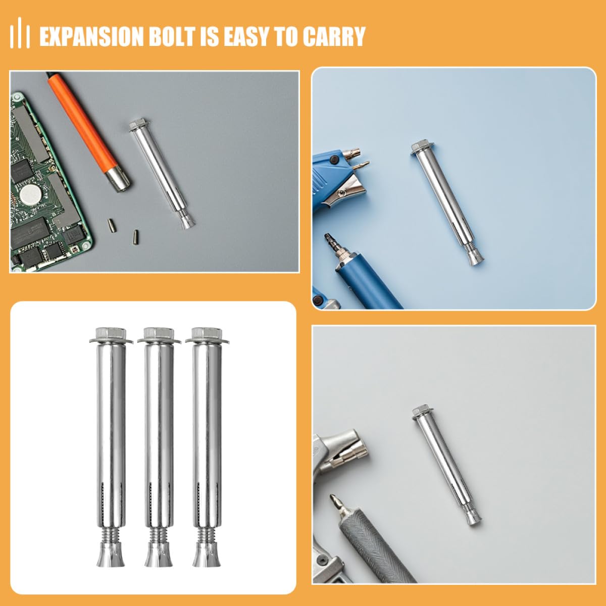 UPKOCH Vis D'expansion D'ancrage M8 pour Bosses de Vitesse, Lot de 12pcs en Fer Argenté, Structure Interne, Installation Rapide, Résistance à Forte Pression, pour Écoles et Allées