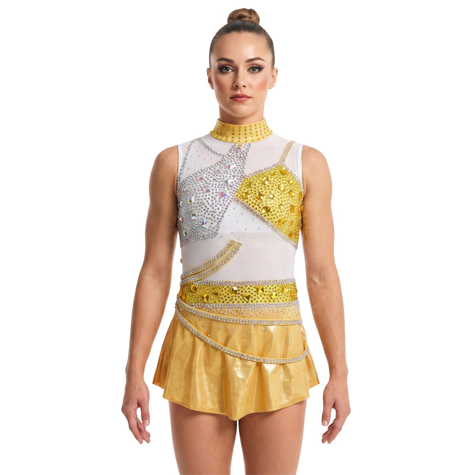 Maillot De Gimnasia Rítmica Sin Mangas For Niña, Prenda Cómoda De Competición Con Diseño De Diamante.