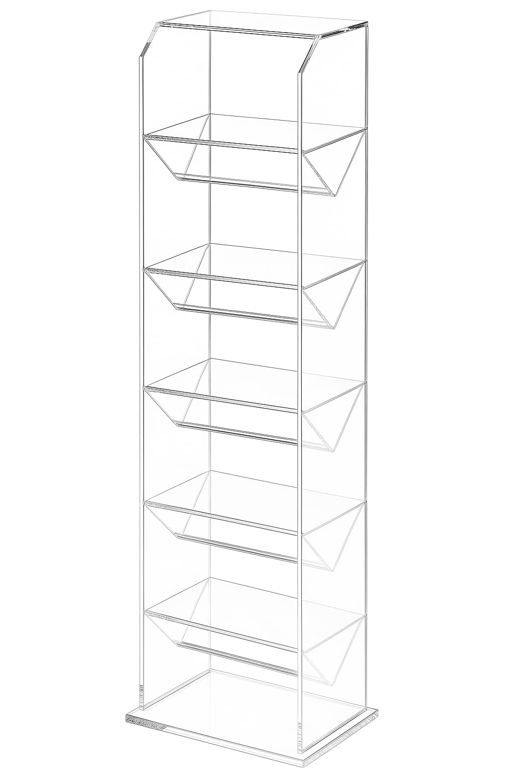 Acryl-Glas CD/DVD Ständer – Transparent, H101 × B20 × T20 cm – 6/5 / 4 mm Stärke, Regal für ca. 75 CD- oder DVD-Hüllen aus klarem Acryl