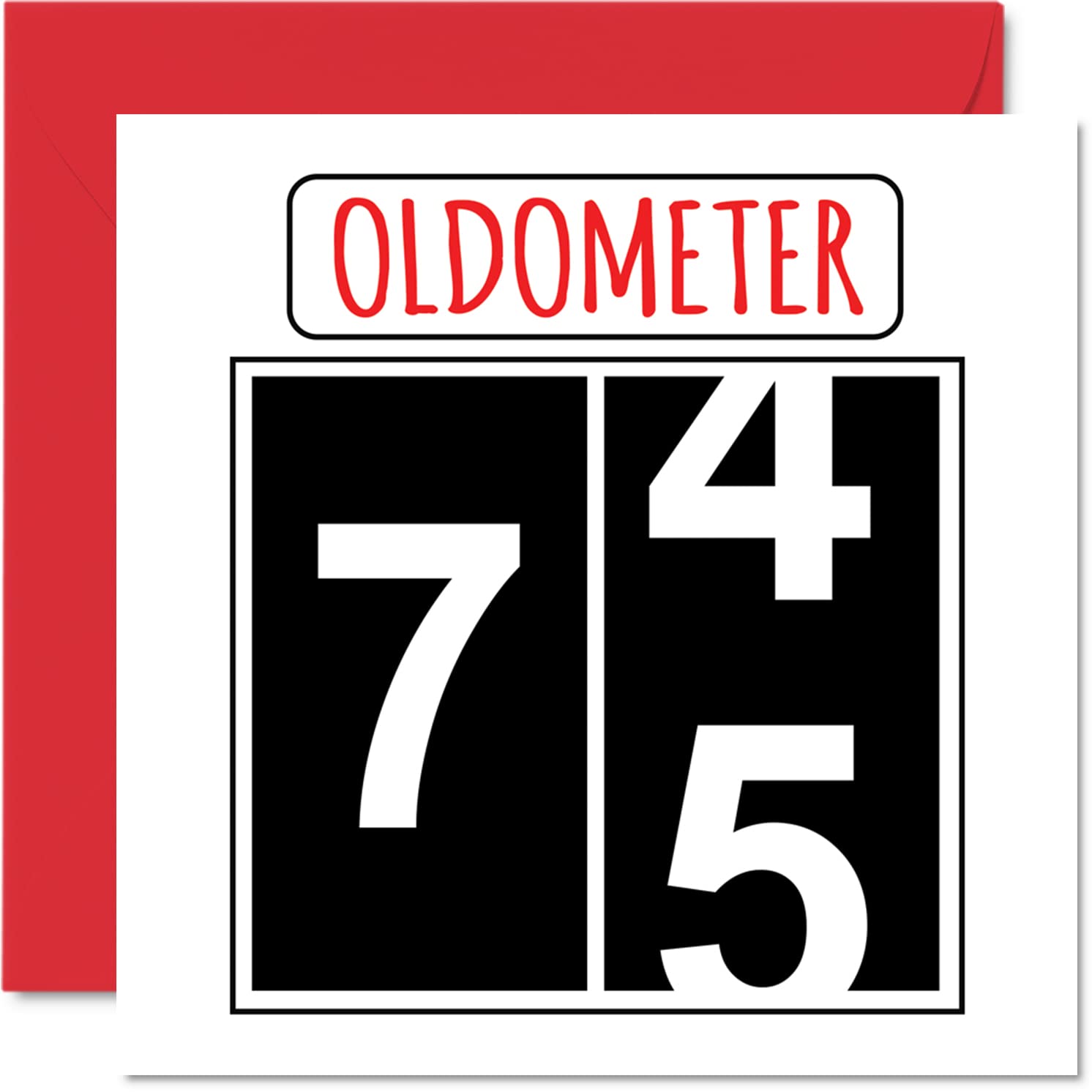 Fun 75th Birthday Cards for Men Woman - Oldometer - Happy Birthday Card for Dad Mum Great Grandad Grandpa Nanny Grandma Gran Uncle Auntie, 145mm Greeting Cards, 75th Card