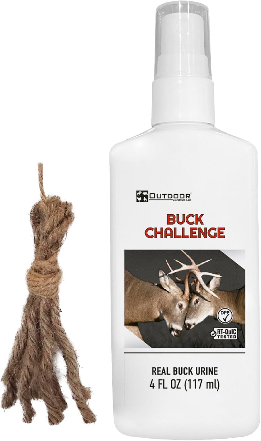 Buck Challenge Deer Urine | Buck Attractant for Whitetail Deer | Drag N’ Drip Included | Deer Scents & Attractants