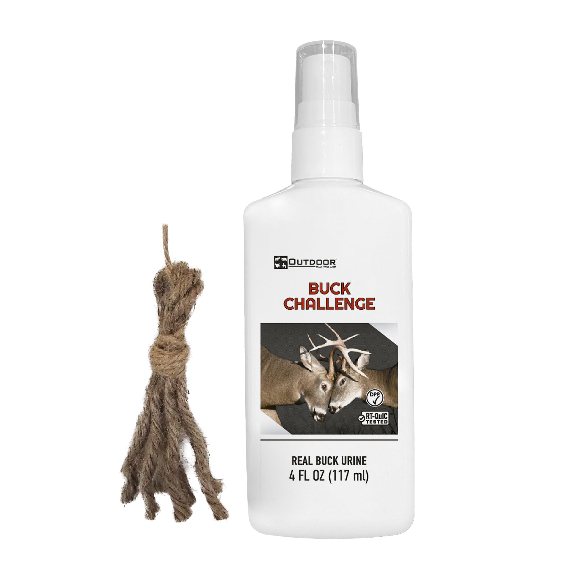 Outdoor Hunting Lab Buck Challenge Deer Urine | 4 oz. | 1 Bottle | Buck Attractant for Whitetail Deer | Drag N’ Drip Included | Deer Scents & Attractants