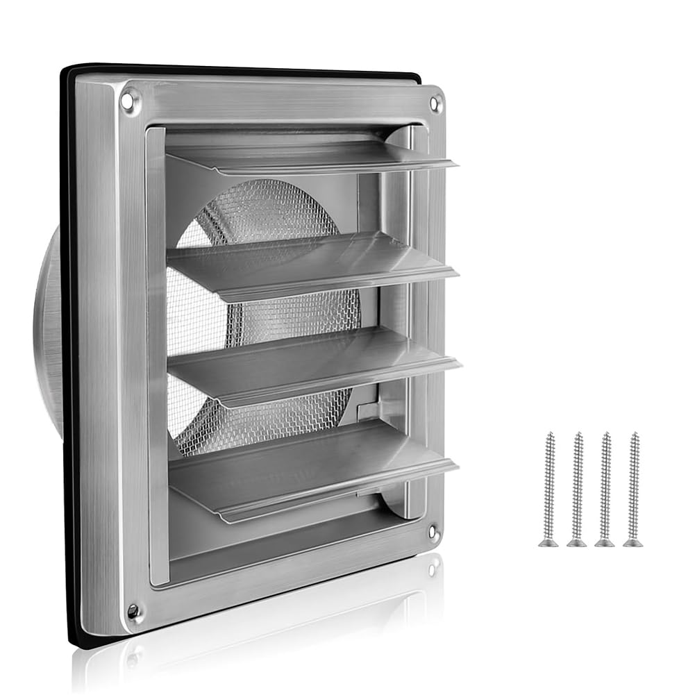 Ximie Ventilation Grille 150Mm Stainless Steel Air Vents Cover, Louvered Grille Cover Vent Flat Ducting Air Vent Wall Inlet