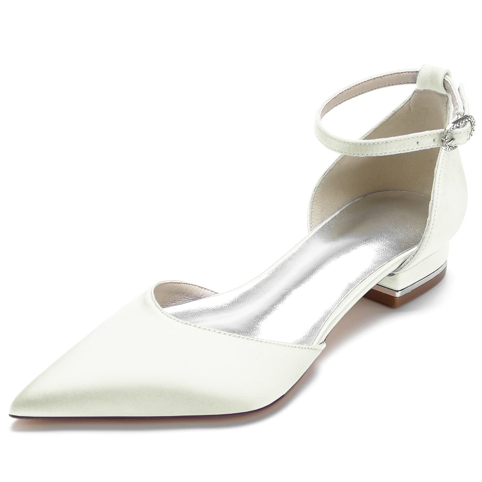 Chaussures plates de mariage d'exception en satin et détails pointus