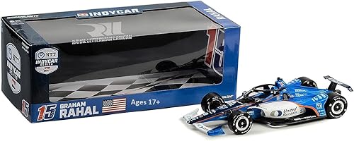 Miniatura 2 de Dallara IndyCar # 15 Graham Rahal United Rentals Rahal Letterman Lanigan Racing NTT IndyCar Series (2023) 118 Modelo de automóvil fundido a presión