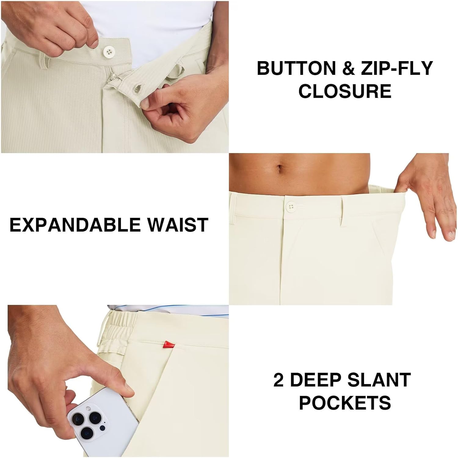 M MAELREG Mens Golf Pants Stretch 30"/32"/34" Flat Front Quick Dry Lightweight Water Repellent Work Dress Casual Trousers - Image 4