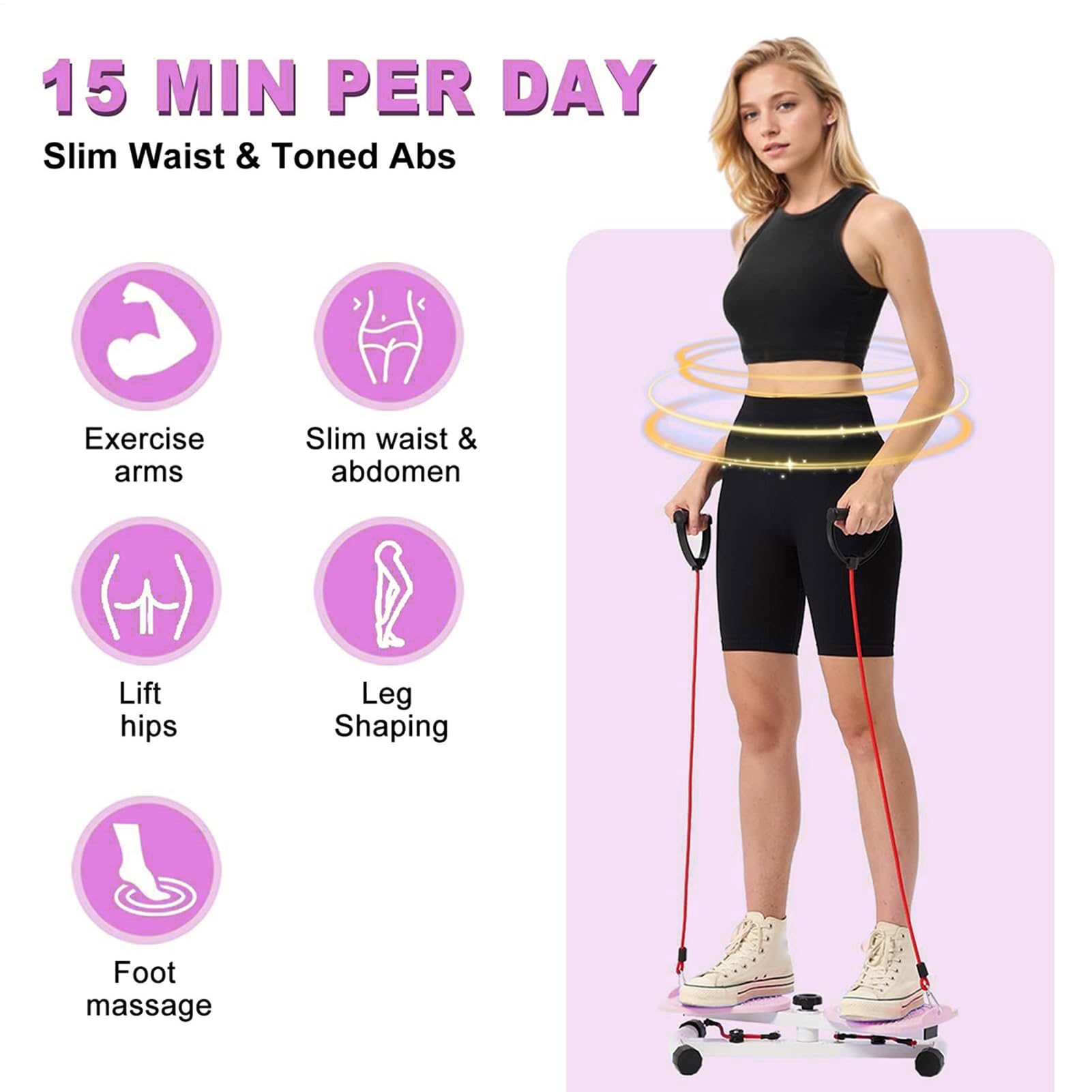 Macchina per allenamento Twist, fascia per esercizi in vita, antiscivolo, salvaspazio, silenziosa, attrezzatura per il fitness per casa, palestra, viaggi