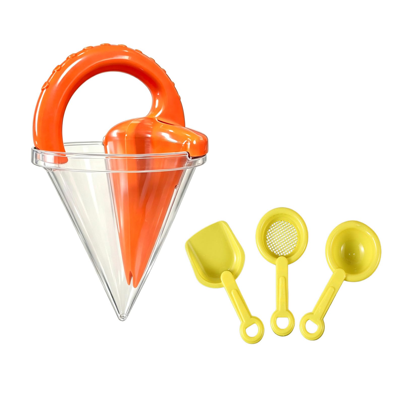 vrfvsdasAAS Beach toys, Sand and Water Mixing Funnel, Beach Toy for Castles Building, ABS Outdoor Play Tool(Orange and 3 Beach Spoons)