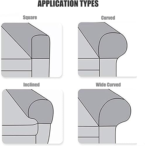 Miniatura 6 de BAGASI Fundas para reposabrazos de sofá, protectores antideslizantes para reposabrazos de sofá, fundas de tela elástica para sillón reclinable,