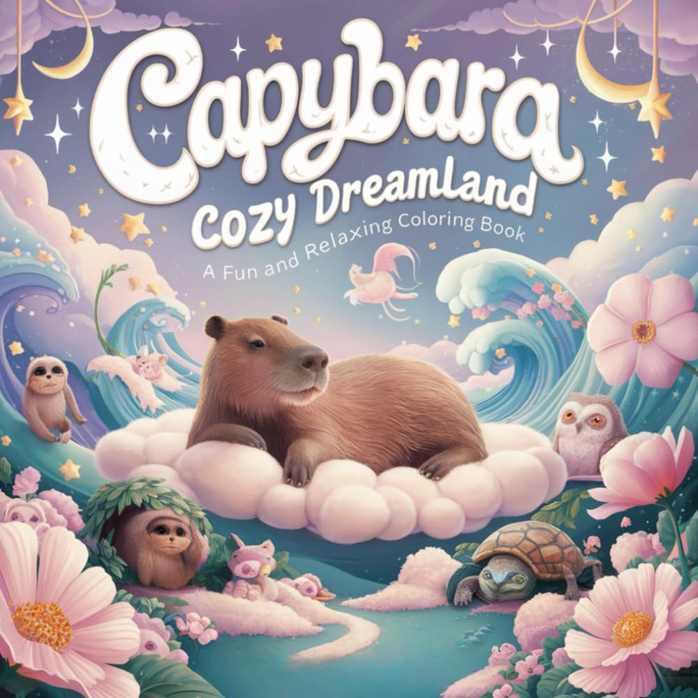 Capybara Cozy Dreamland – A Fun and Relaxing Coloring Book: Escape into the World of Capybaras – A Delightful Coloring Book for Calm & Joy