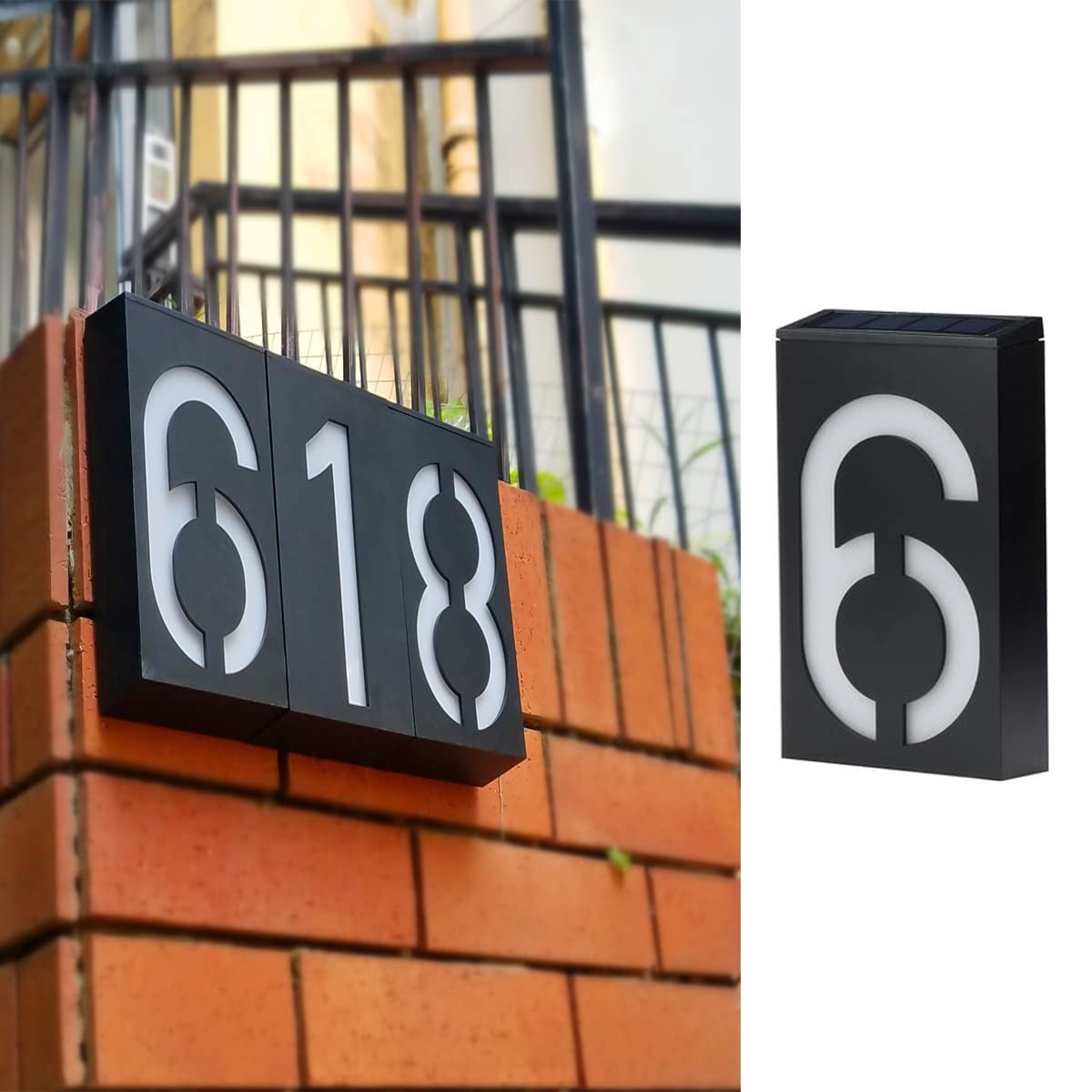 Número De Casa Personalizado Con Luz Solar, Números De Casa Iluminados Con Energía Solar Para Exteriores, Números De Casa LED Solares Para Exteriores (7.9 X 7.9 In