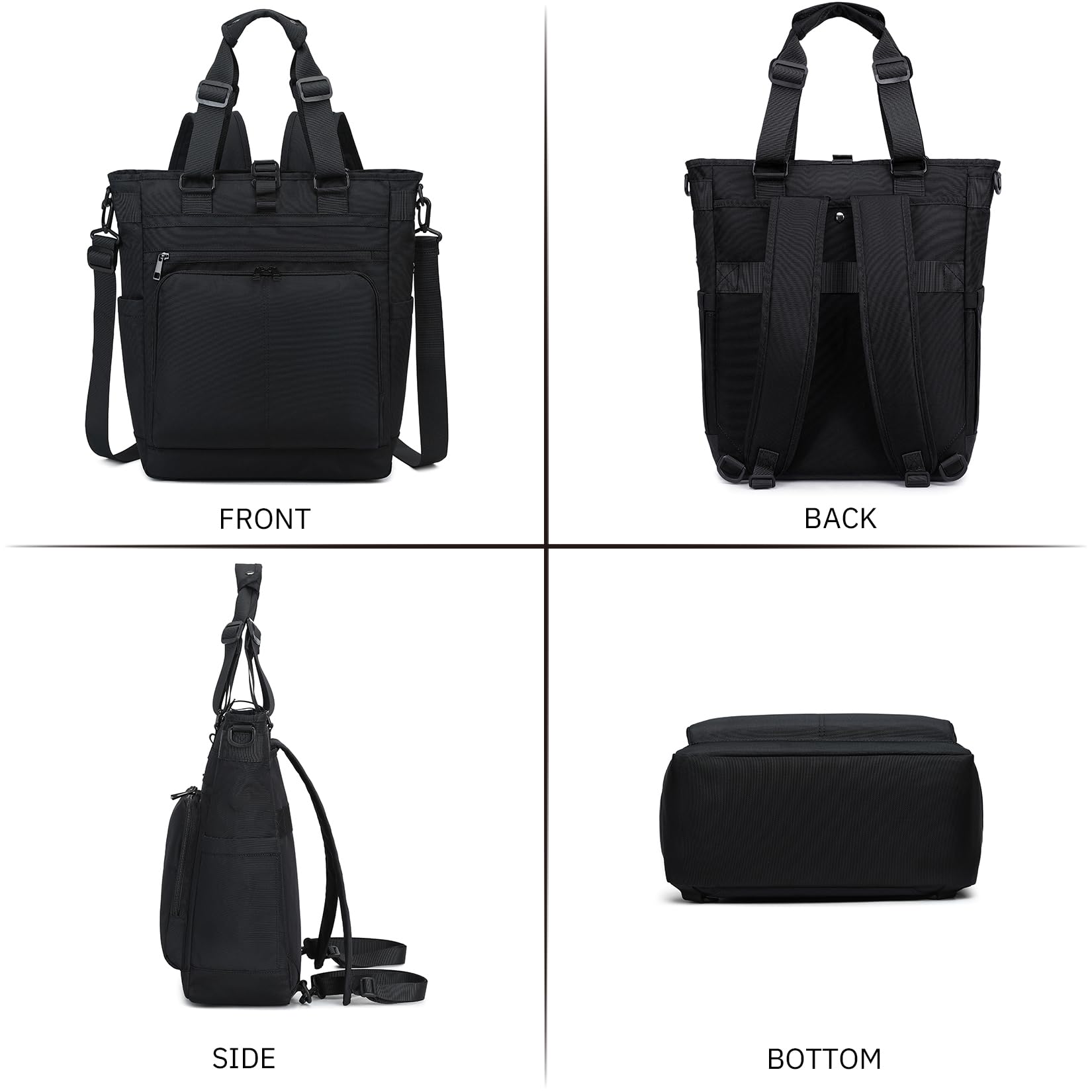 mygreen Borsa trasformabile per computer portatile, borsa a tracolla, 15/15,6 pollici, multifunzione, per affari, scuola/viaggi, nero