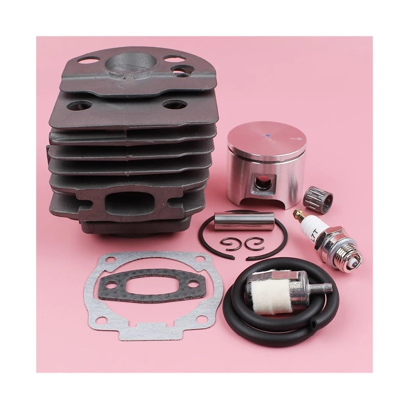 Compatible con motosierra H-u-s-q=v-a-r-n-a 55 51, herramienta de jardinería, pieza de 46 mm, pistón de cilindro, filtro de combustible, línea, bujía, kit de juntas.