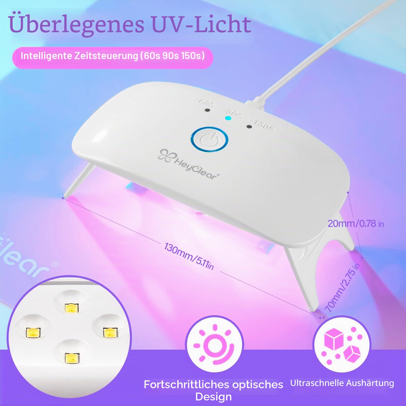 HeyClear Zestaw Żywicy UV z lampą UV – 250g przezroczysta żywica UV, twarda, wstępnie wymieszana i szybko twardniejąca, zestaw startowy do tworzenia biżuterii