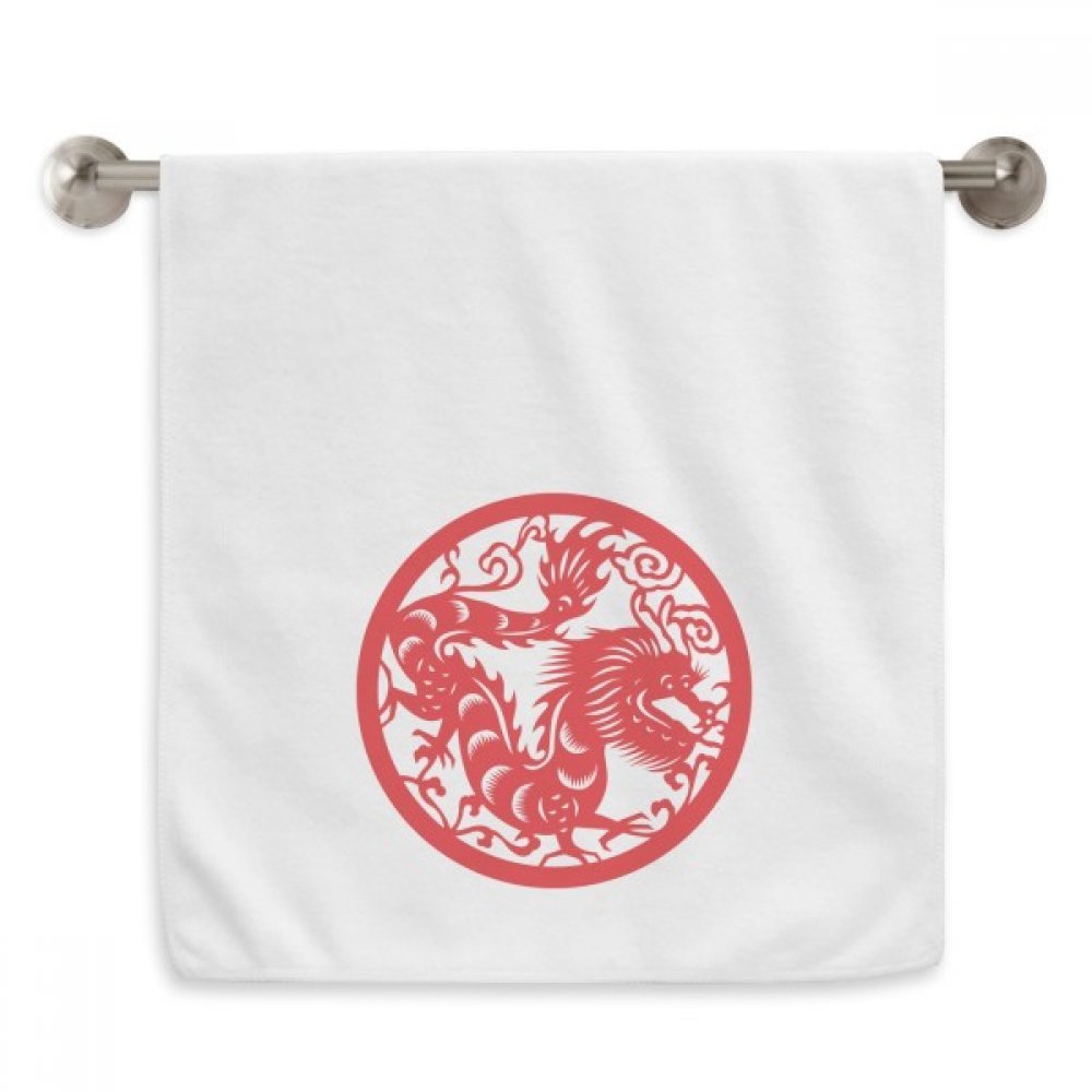 Serviette Dragon Chine Zodiaque 13x29 pouces en coton blanc souple pour le visage