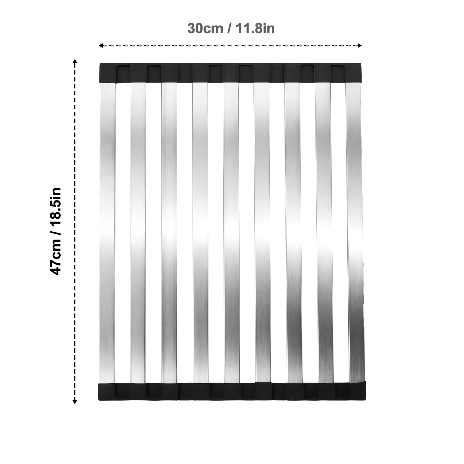 Égouttoir Vaisselle Pliable Acier Alimentaire 42x32,5cm | Avec Pieds Antidérapants en Silicone. Organisateur Pratique pour Évier et Plan de Travail, Facile à Plier et Ranger