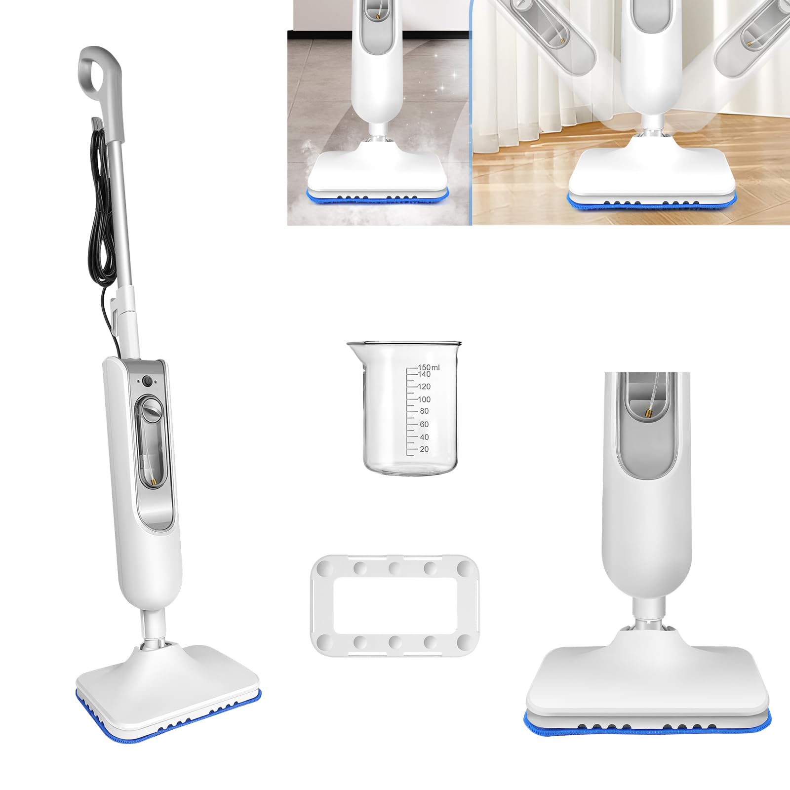 Steam Mop Tile Floor Cleaner for Floor Cleaning,Electric Mop Floor Mop Wet Dry Dust Flat Cleaning Mop with 400 ML Tank & 2 Washable Mop Pads,Floor Steamer Shark Steam Mop for Hard Floor Cleaner