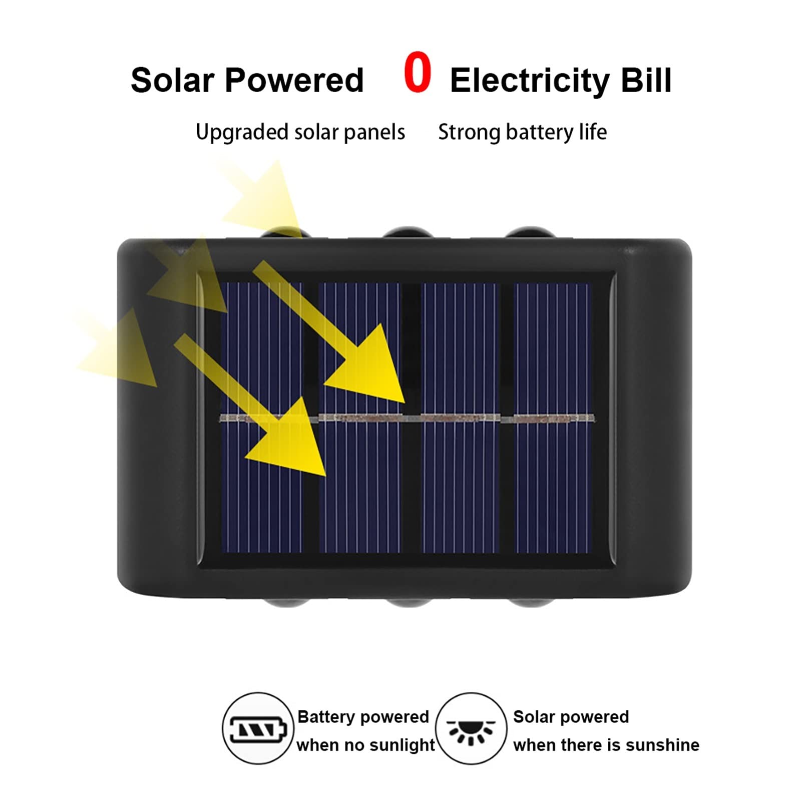 Kinkiet Solarny Zewnętrzne Wodoodporne Oświetlenie Świetlne W Górę Iw Dół(12LED-1PCS-WHITE)