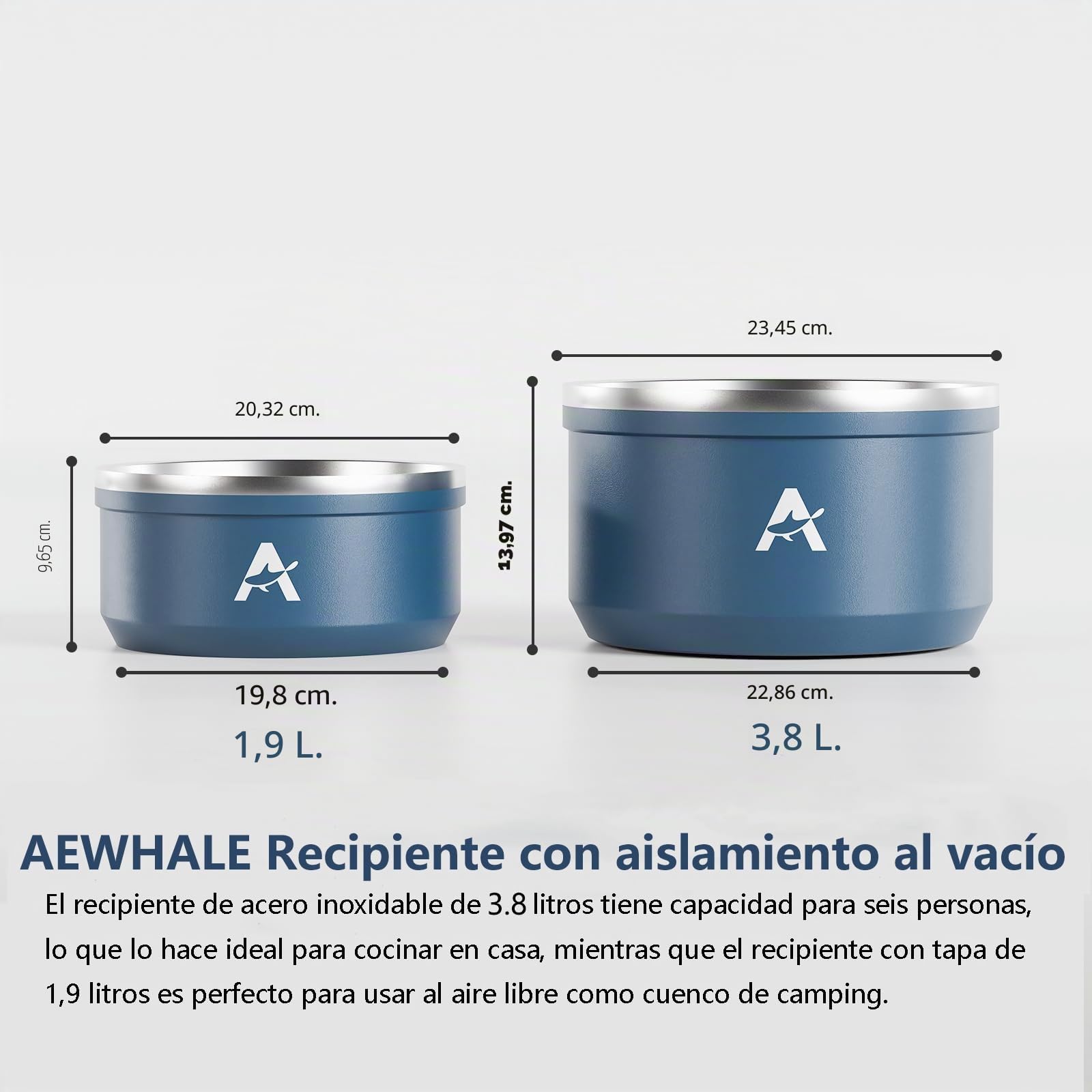 AEWHALE Friteuse sin aceite portátil, inoxidable Air Fryer 3 en 1 | Rôtir,Crisp,2 Recipientes de Acero Inoxidable, 1,9 L y 3,8 L, para Comidas Rápidas y Fáciles, Compacto, Lavable en Dishwasher