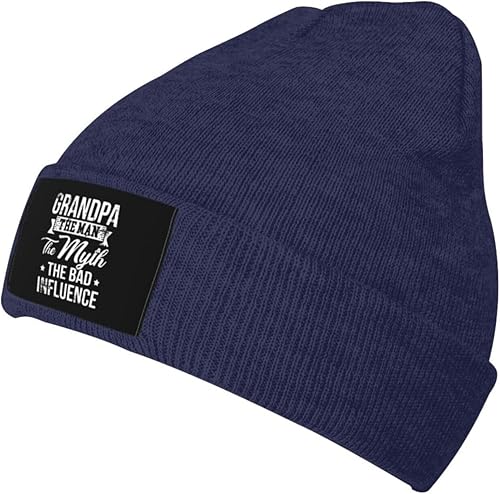 Grandpa Man Myth Bad Influence,Cuffed Beanie for Men Women Knit Skull Cap Warm Stocking Hats