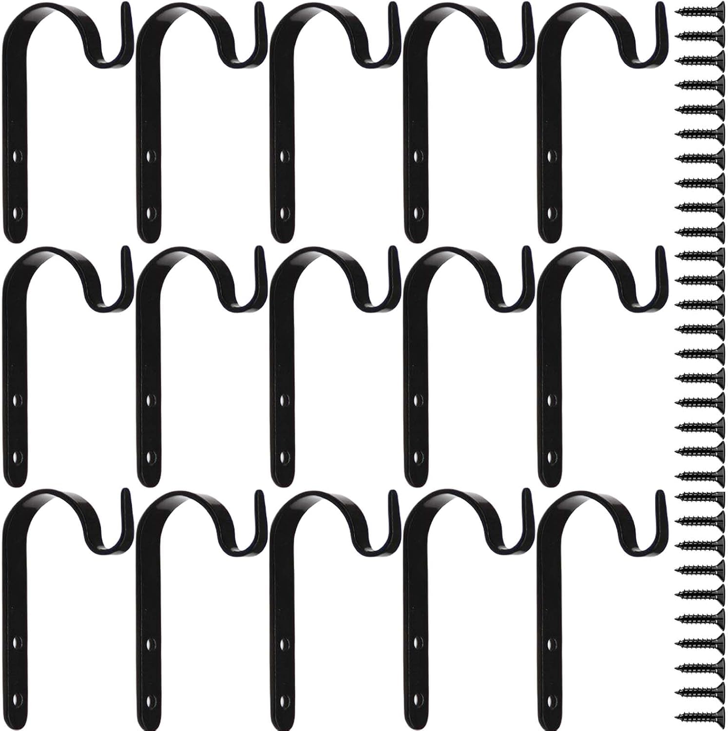 PAQWTYB Hooks, 15 Pack Metal Black Simple Wall-Mounted Coat Hook