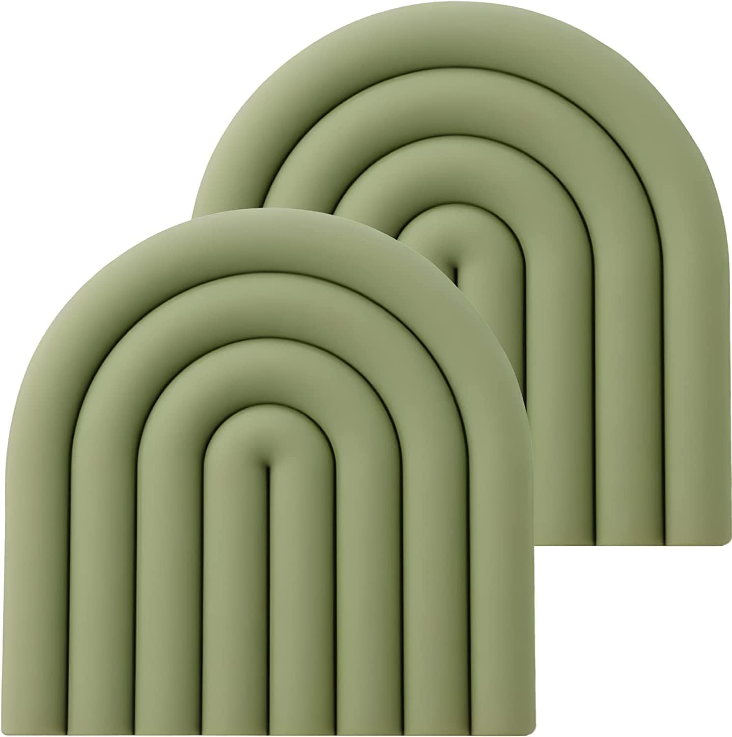 ChicAbode 2 Pcs Aesthetic Silicone Trivets for Hot Pots and Pans, Pot Holders, Modern Heat Resistant Mats, Multi Purpose Trivet Mat, Easy to Clean, for Countertop, Hot Pads, Spoon Rest, Muted Green