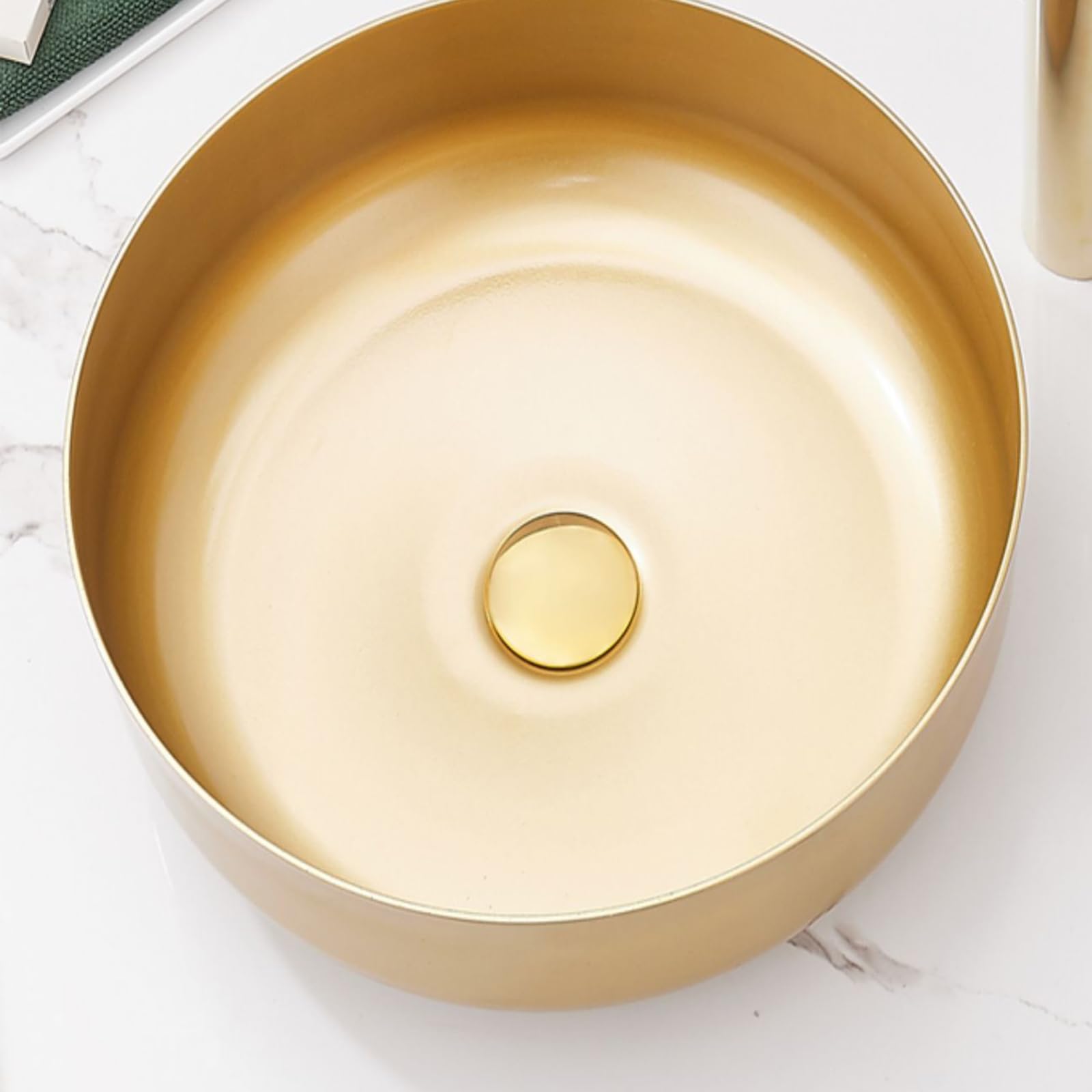 Lavello rotondo in acciaio inox nero per bagno Vani sopra il bancone lavandino con tappo di scarico pop up, ideale per casa, hotel e ufficio