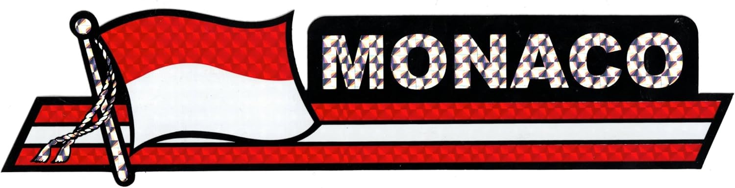 Pack of 24 Monaco Flag 3"x12" Reflective Decal Bumper Sticker DCX-157