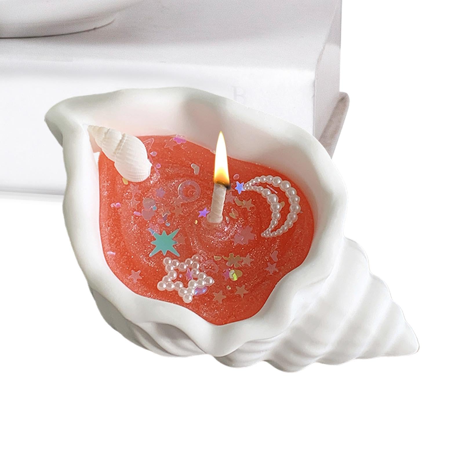 Shell-Shaped Scented Candles, Conch Shell Candle, Soy Wax Candles, Scented with Beach Motif(Pink)