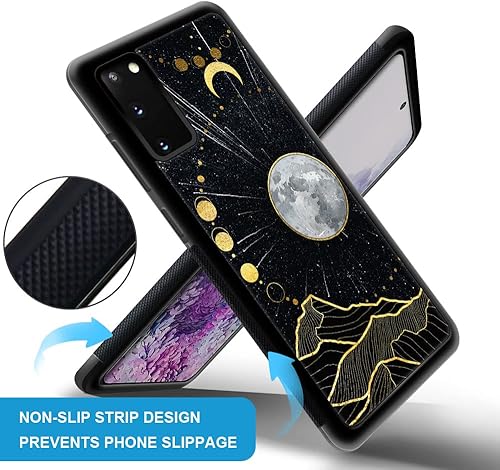 Miniatura 3 de DJSOK Funda compatible con Samsung Galaxy S20 Plus, diseño de luna dorada, diseño de luna dorada+funda protectora de TPU de silicona suave