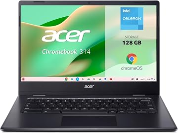 Acer Chromebook 314 CBOA314, Ordenador Portátil 14" FullHD (Intel Celeron N4500, 8GB RAM, 128GB SSD, UHD Graphics, ChromeOS) Negro + 3 Meses de Google AI Pro con Gemini Pro y 5TB de Almacenamiento