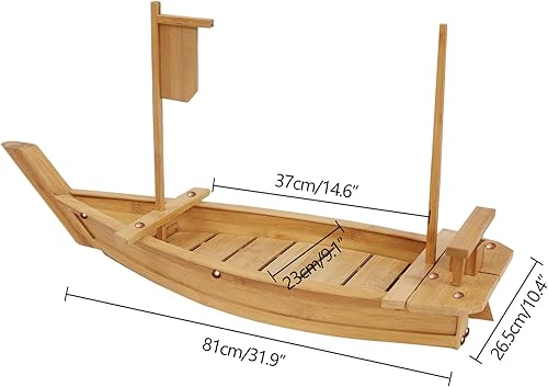 Miniatura 3 de Bandeja para barco de sushi de 31.5 pulgadas, bandeja de mariscos, bandeja de aperitivos, plato para servir comida para restaurante, servicio de