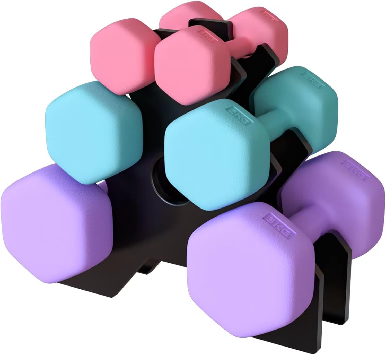 Hexagon Dumbbell Free Hand Weight Set 12KG with Storage Rack CANMALCHI,Suitable for Home Gym Exercises,Weight Lifting Workout Training Equipment