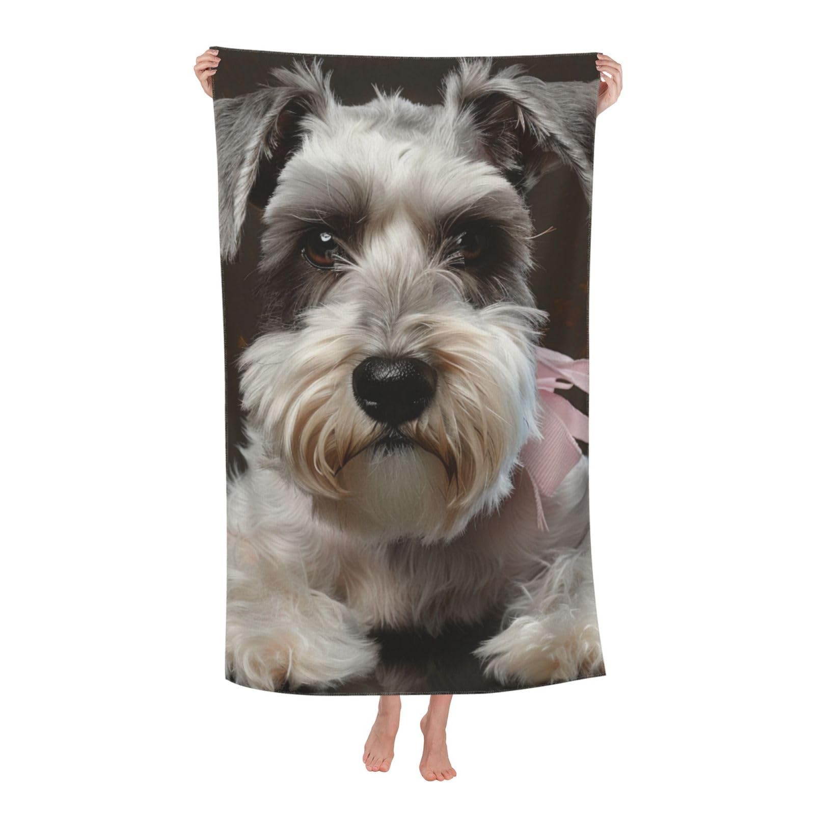 BWWHCCTI Schnauzer Printed Quick Dry Bath Towel, Soft Microfiber Towels Fast Drying Beach Towels for Travel,Camping,Gym,Swimming,Yoga