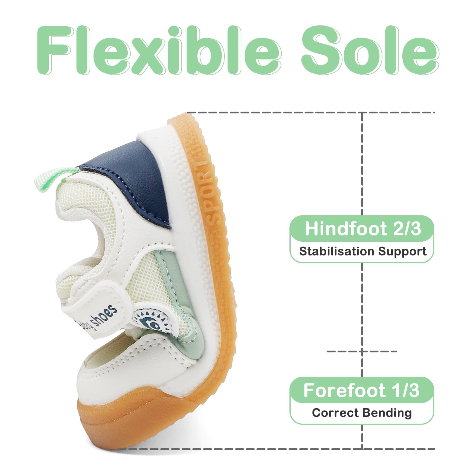 MASOCIO Scarpe Primi Passi Bimbo Bimba Scarpe Neonato Bambino con Suole Gomma Morbido Antiscivolo